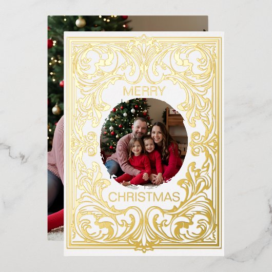 Frohe Weihnachtskarte Vorlage Jugendstil bearbeitb (Vorderseite/Rückseite)