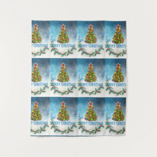 Frohe Weihnachtskarte Wandteppich