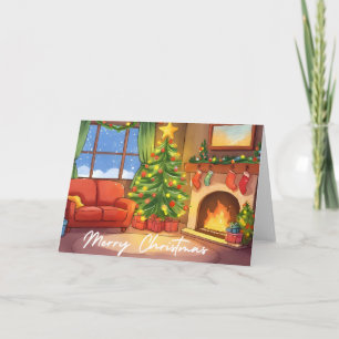 Frohe Weihnachtskarte Watercolor Urlaubskarte Feiertagskarte
