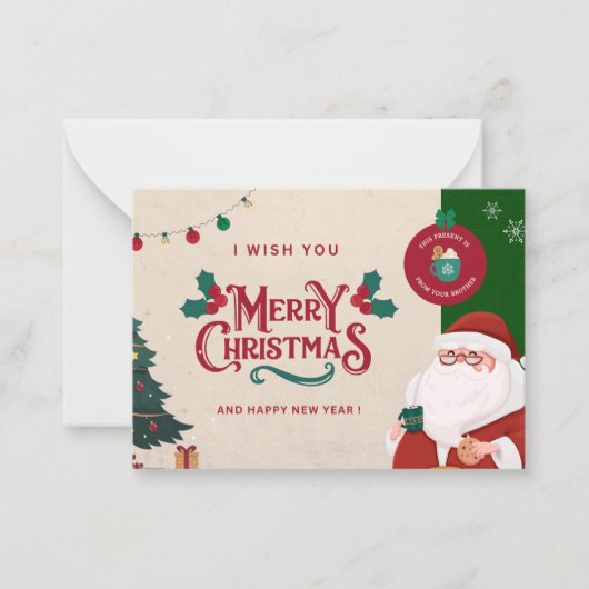 Frohe Weihnachtskarte ( Wunschkarte ). Mitteilungskarte (Vorderseite)