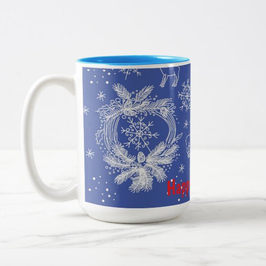 Frohe Weihnachtskarte Zweifarbige Tasse (Links)