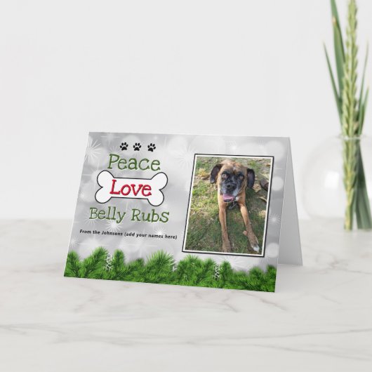 Frohe Weihnachtskarten - Frieden, Liebe Bauch Rubs Dankeskarte (Vorderseite)