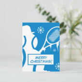 Frohe Weihnachtskarten mit niedlichem Tennisschnee Feiertagspostkarte (Stehend Vorderseite)