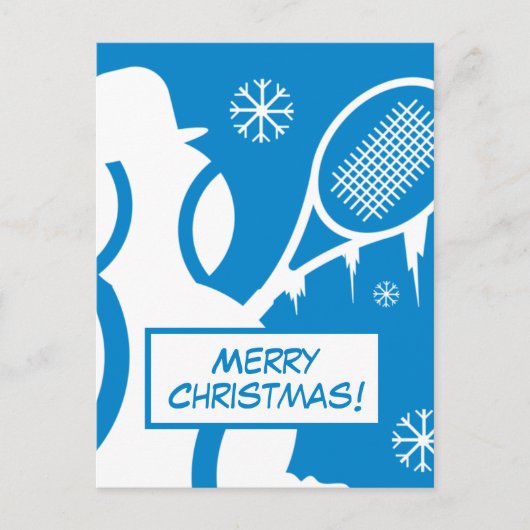 Frohe Weihnachtskarten mit niedlichem Tennisschnee Feiertagspostkarte (Vorderseite)