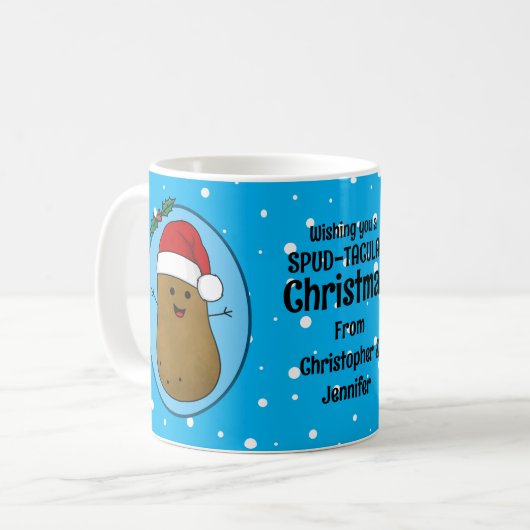 Frohe WeihnachtsKartoffel Personalisiert Kaffeetasse (Vorderseite Links)