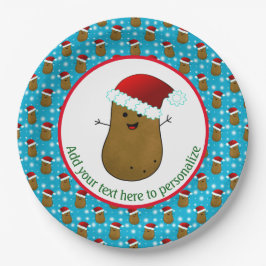 Frohe WeihnachtsKartoffeln tragen eine Weihnachtsm Pappteller