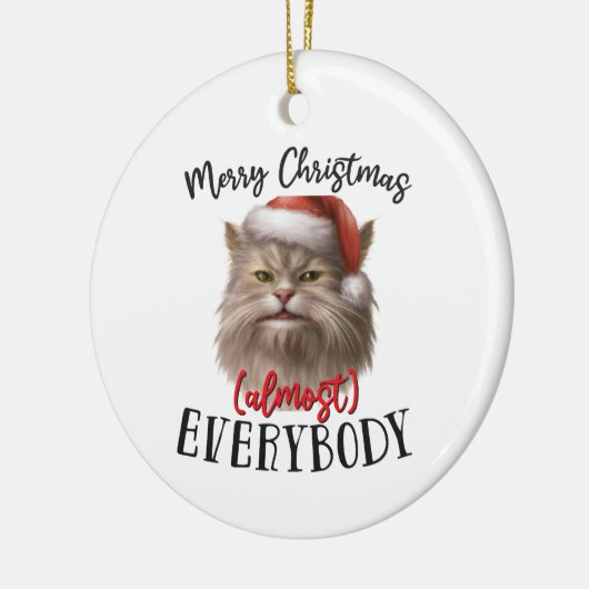 Frohe Weihnachtskat | beidseitig Keramik Ornament (Links)