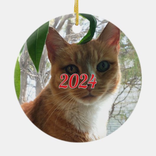 Frohe Weihnachtskat | beidseitig Keramik Ornament (Hinten)