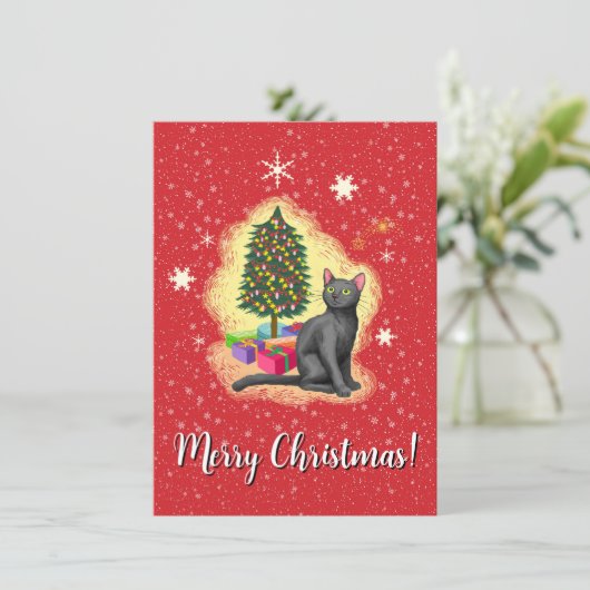 Frohe Weihnachtskat Einladung (Stehend Vorderseite)