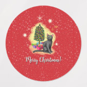 Frohe Weihnachtskat Etiketten (Design 1)