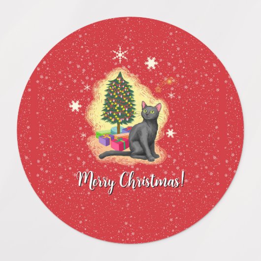 Frohe Weihnachtskat Etiketten (Design 1)