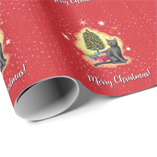 Frohe Weihnachtskat Geschenkpapier (Rolleneckpunkt)