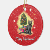 Frohe Weihnachtskat Keramik Ornament (Links)
