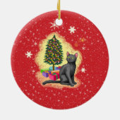 Frohe Weihnachtskat Keramik Ornament (Hinten)