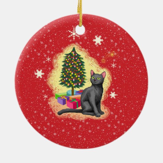 Frohe Weihnachtskat Keramik Ornament (Hinten)