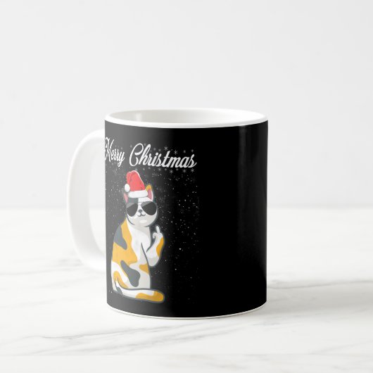 Frohe Weihnachtskat Middle Finger Rude Xmas Ugly C Kaffeetasse (Vorderseite Links)