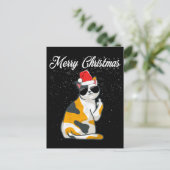Frohe Weihnachtskat Middle Finger Rude Xmas Ugly C Postkarte (Stehend Vorderseite)