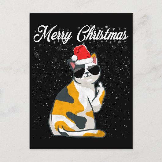 Frohe Weihnachtskat Middle Finger Rude Xmas Ugly C Postkarte (Vorderseite)