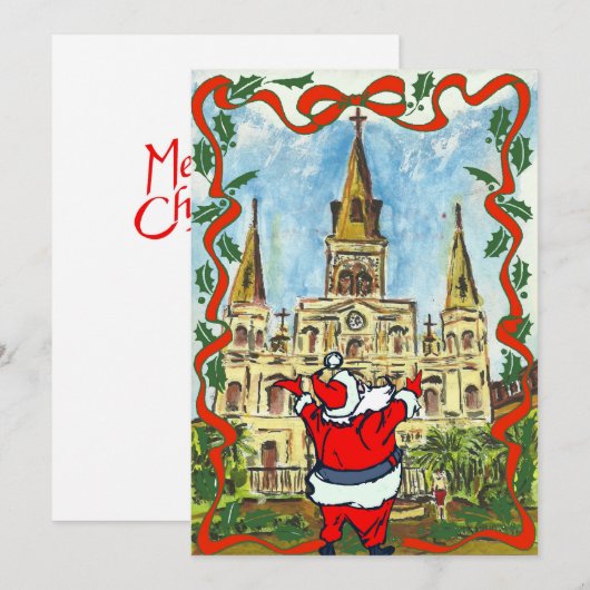 Frohe WeihnachtsKathedrale Santa Feiertagskarte (Vorne/Hinten)