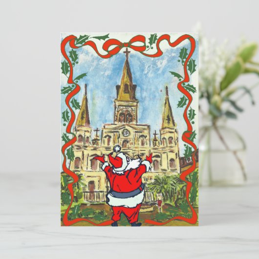 Frohe WeihnachtsKathedrale Santa Feiertagskarte (Stehend Vorderseite)