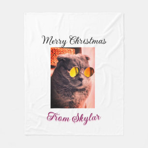 Frohe Weihnachtskatze Haustier Liebe Foto Fleecedecke