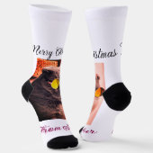 Frohe Weihnachtskatze Haustier Liebe Foto Socken (Gewinkelt)