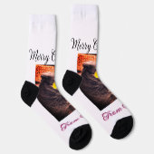 Frohe Weihnachtskatze Haustier Liebe Foto Socken (Rechts)