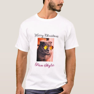 Frohe Weihnachtskatze Haustier Liebe Foto T-Shirt