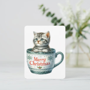 Frohe Weihnachtskatze in einer Tasse - Weihnachten