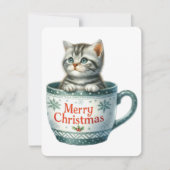 Frohe Weihnachtskatze in einer Tasse - Weihnachten (Vorderseite)