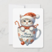 Frohe Weihnachtskatze in einer Tasse - Weihnachten (Vorderseite)