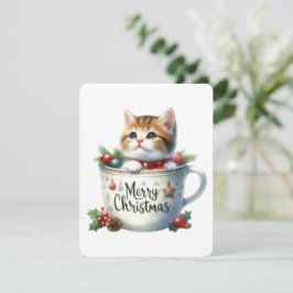 Frohe Weihnachtskatze in einer Tasse - Weihnachten