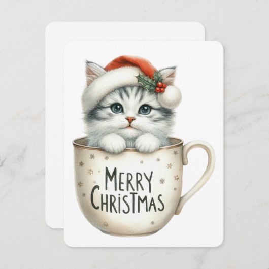 Frohe Weihnachtskatze in einer Tasse - Weihnachten (Vorne/Hinten)