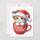 Frohe Weihnachtskatze in einer Tasse - Weihnachten (Vorderseite)