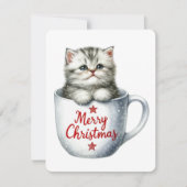 Frohe Weihnachtskatze in einer Tasse - Weihnachten (Vorderseite)