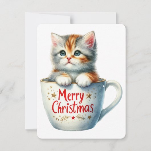 Frohe Weihnachtskatze in einer Tasse - Weihnachten (Vorderseite)