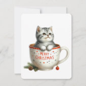 Frohe Weihnachtskatze in einer Tasse - Weihnachten (Vorderseite)