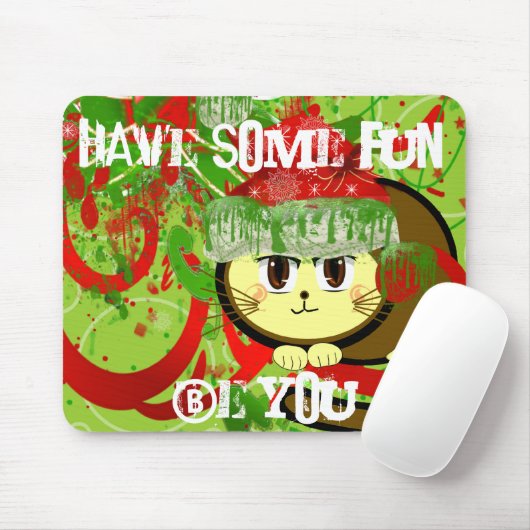 Frohe Weihnachtskatze - Maßgeschneidert Mousepad (Mit Mouse)