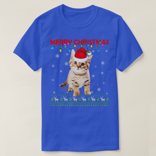 Frohe Weihnachtskatze Matching Familie Pajamas Meo T-Shirt (Design vorne)