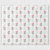 Frohe Weihnachtskatze mit mufflerer Weihnachtsmann Geschenkpapier (Flach)