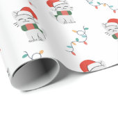 Frohe Weihnachtskatze mit mufflerer Weihnachtsmann Geschenkpapier (Rolleneckpunkt)