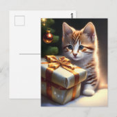 Frohe Weihnachtskatze Postkarte (Vorne/Hinten)