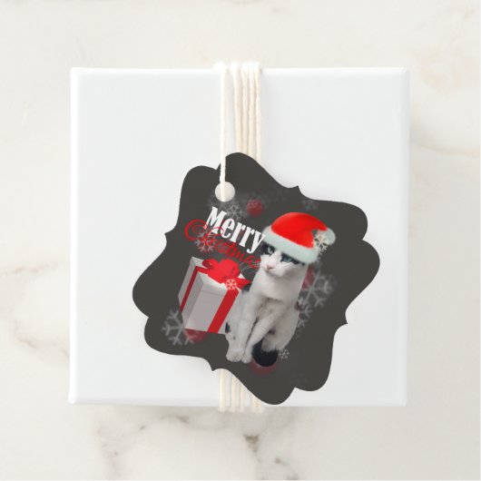 Frohe Weihnachtskatze und -pack Geschenkanhänger (Beispiel)