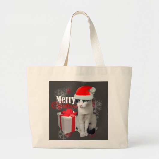 Frohe Weihnachtskatze und -pack Jumbo Stoffbeutel (Vorne)