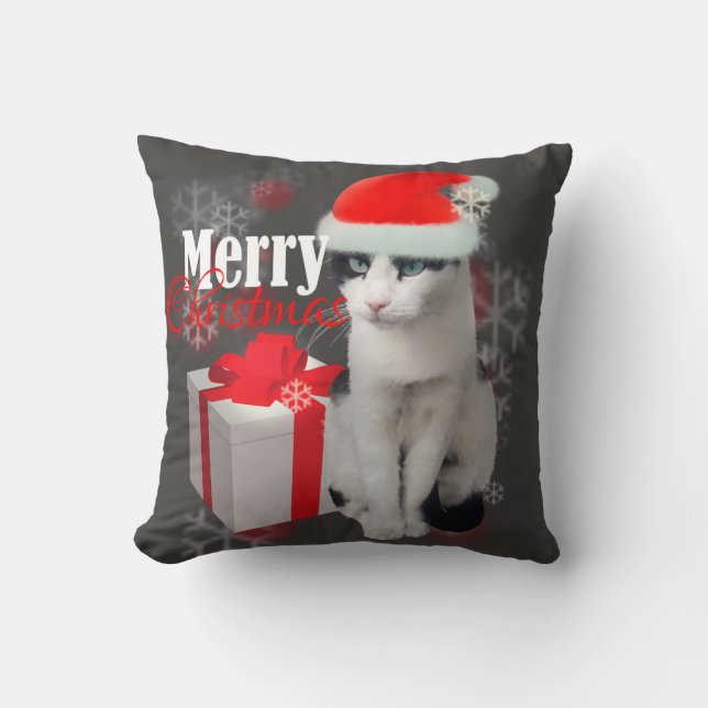 Frohe Weihnachtskatze und -pack Kissen (Vorderseite)