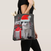 Frohe Weihnachtskatze und -pack Tasche (Von Nahem)