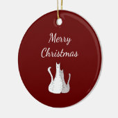 Frohe Weihnachtskatzen Elegante Script Red Keramik Ornament (Links)