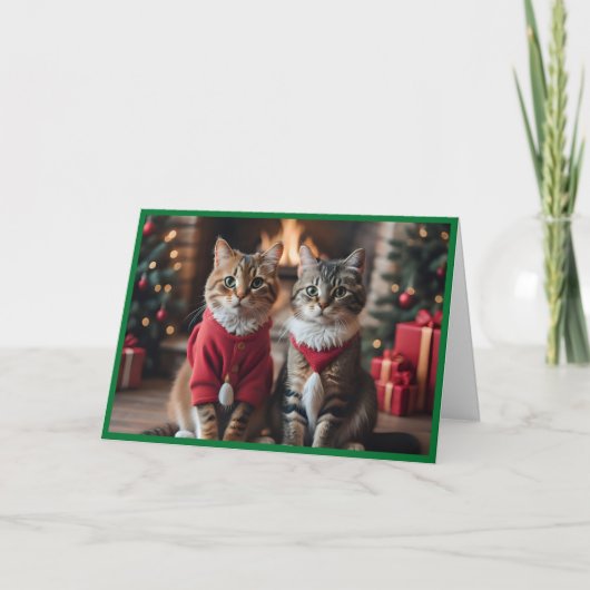Frohe Weihnachtskatzen Feiertagskarte (Vorderseite)