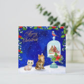 Frohe Weihnachtskatzen Feiertagskarte (Stehend Vorderseite)