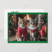 Frohe Weihnachtskatzen Feiertagspostkarte (Vorne/Hinten)